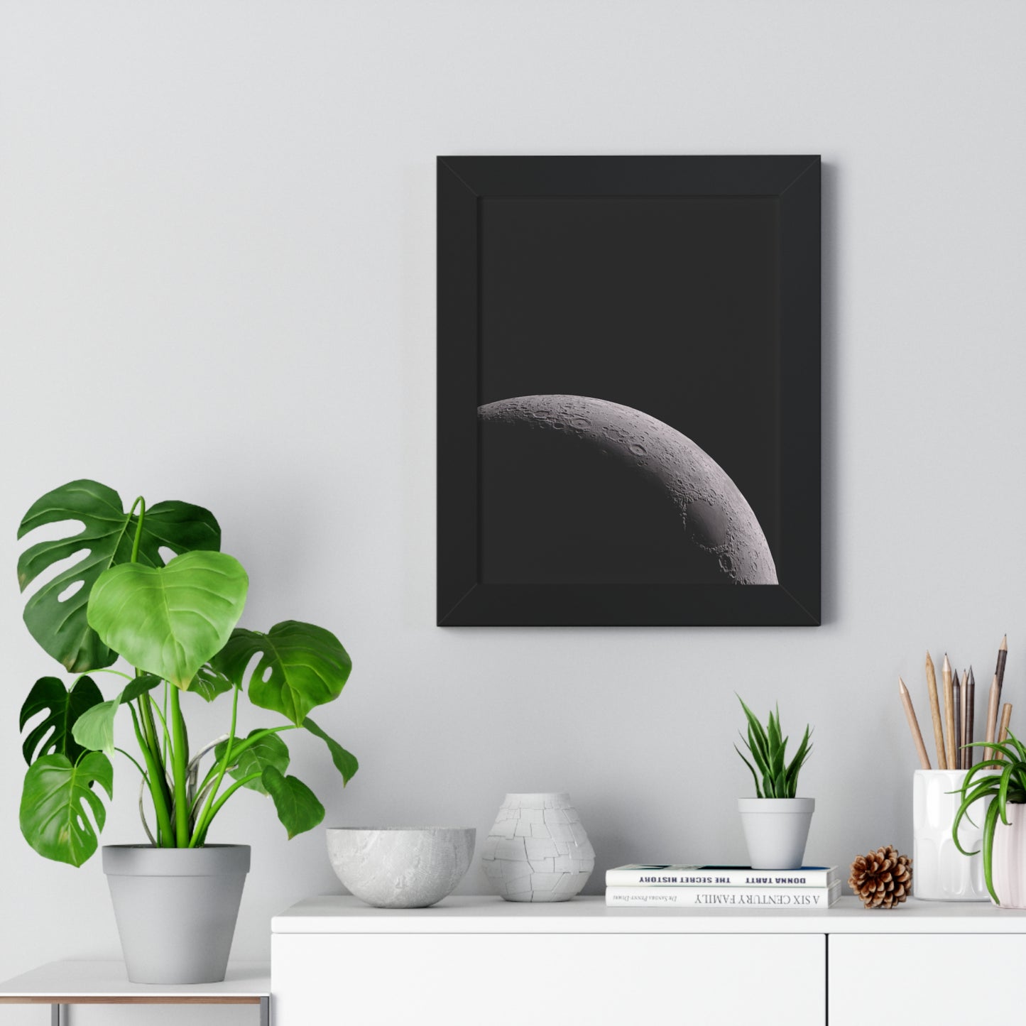 Framed Waxing Moon Vertical Poster