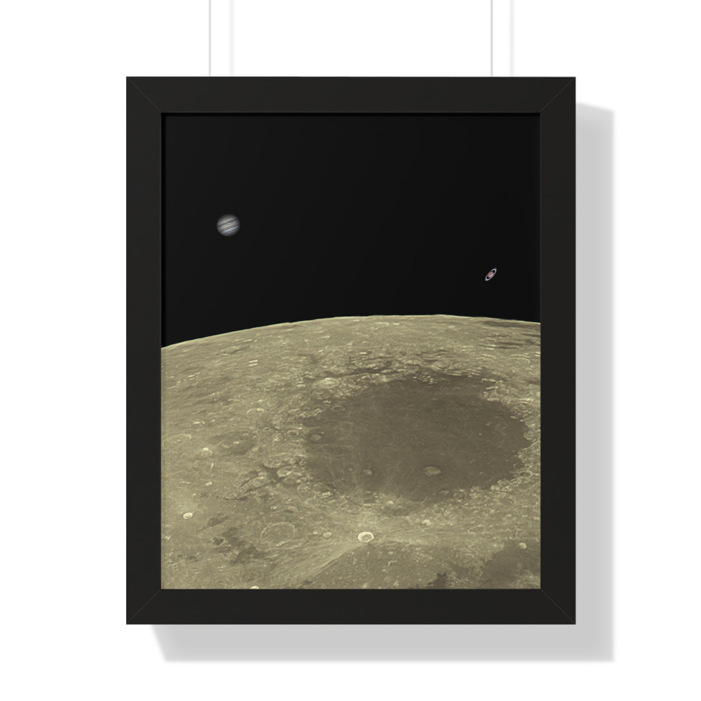 Framed Moon Close Up With Planets Vertical Poster