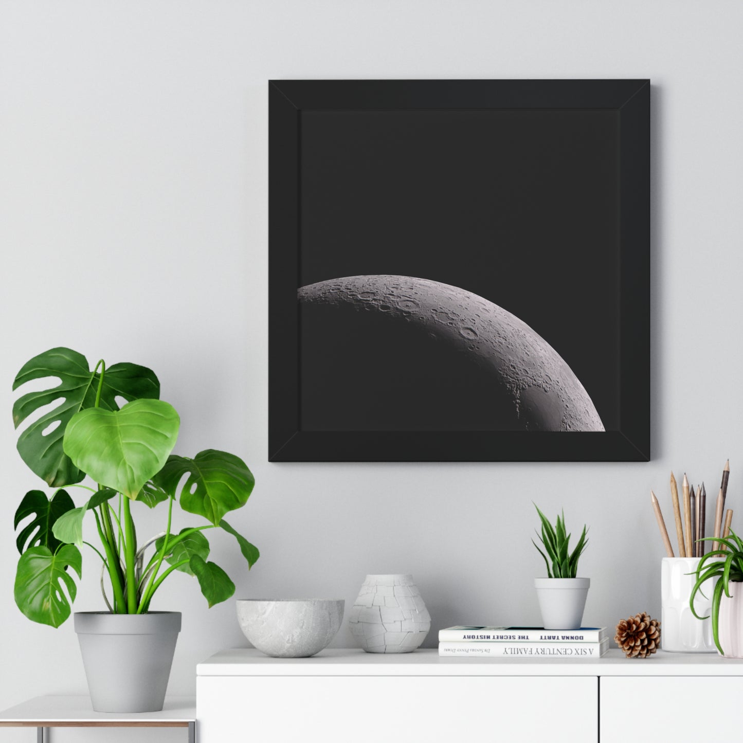 Framed Waxing Moon Vertical Poster