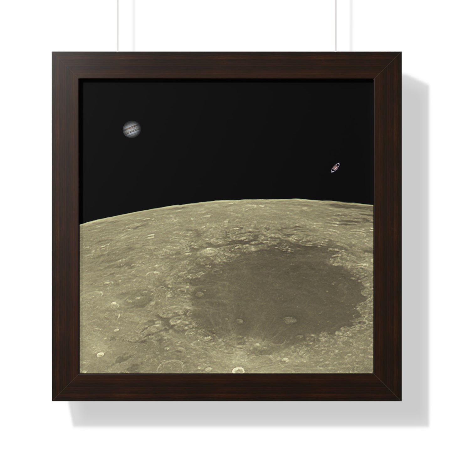 Framed Moon Close Up With Planets Vertical Poster