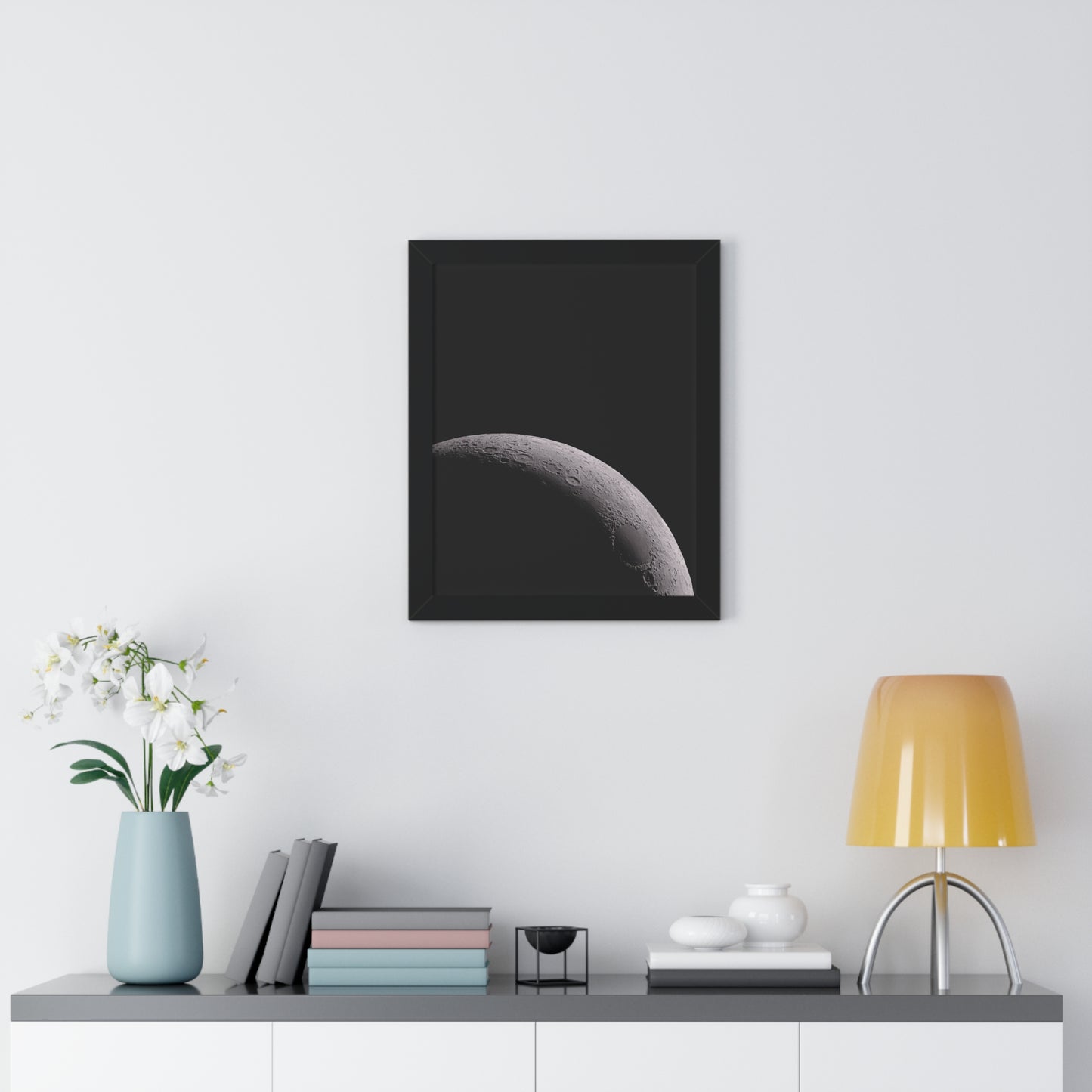 Framed Waxing Moon Vertical Poster