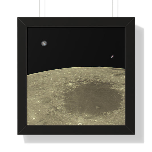 Framed Moon Close Up With Planets Vertical Poster