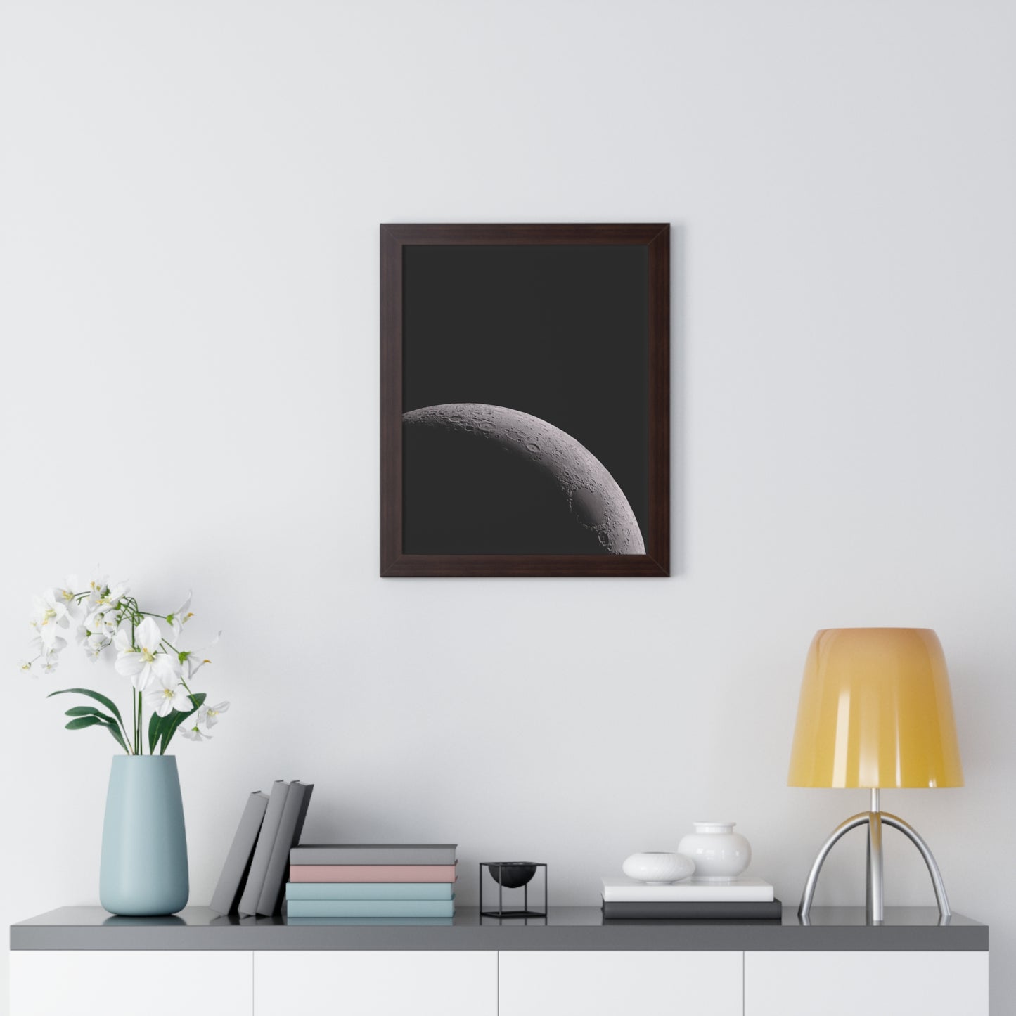 Framed Waxing Moon Vertical Poster