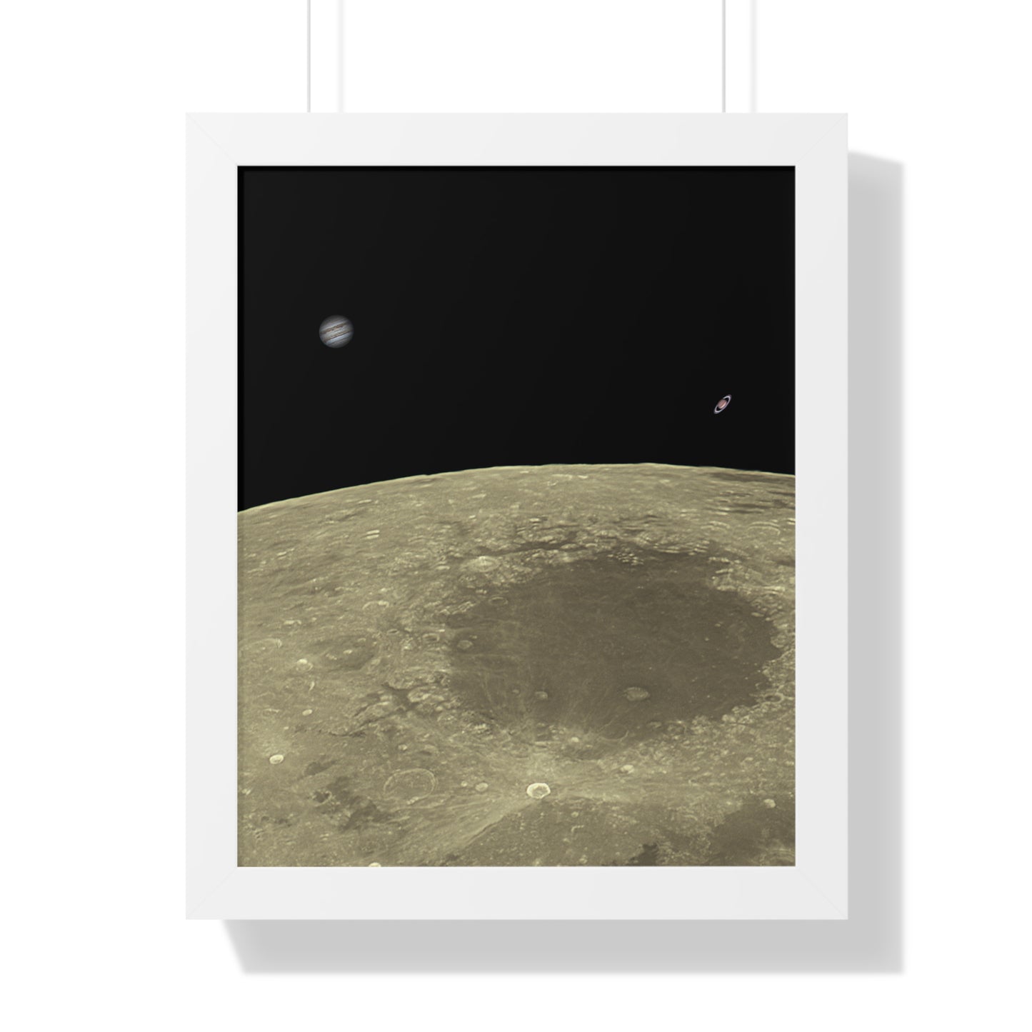 Framed Moon Close Up With Planets Vertical Poster