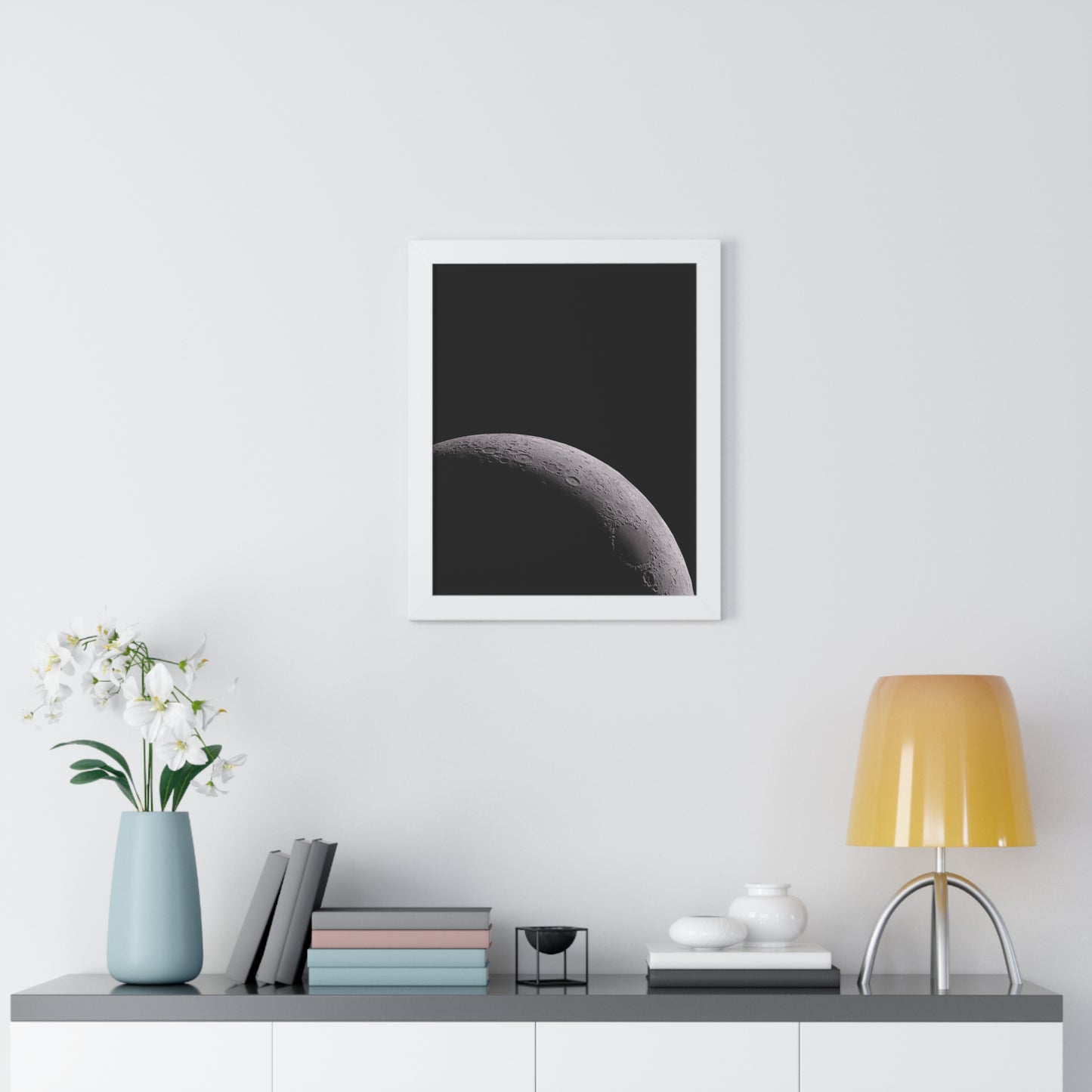 Framed Waxing Moon Vertical Poster