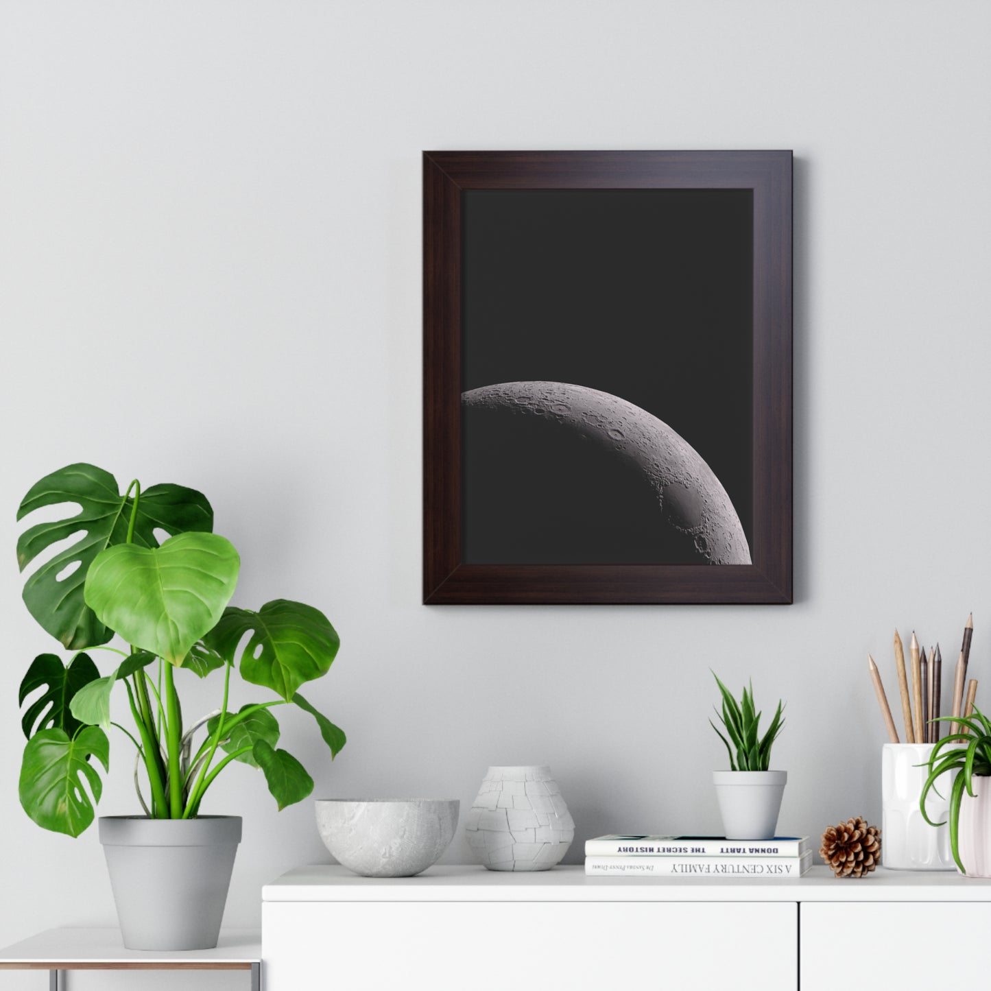 Framed Waxing Moon Vertical Poster