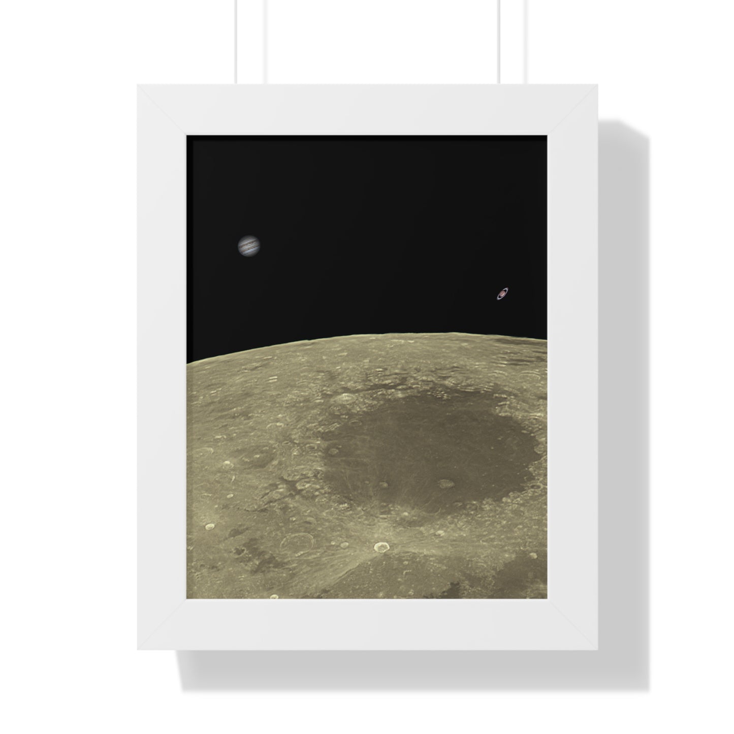 Framed Moon Close Up With Planets Vertical Poster