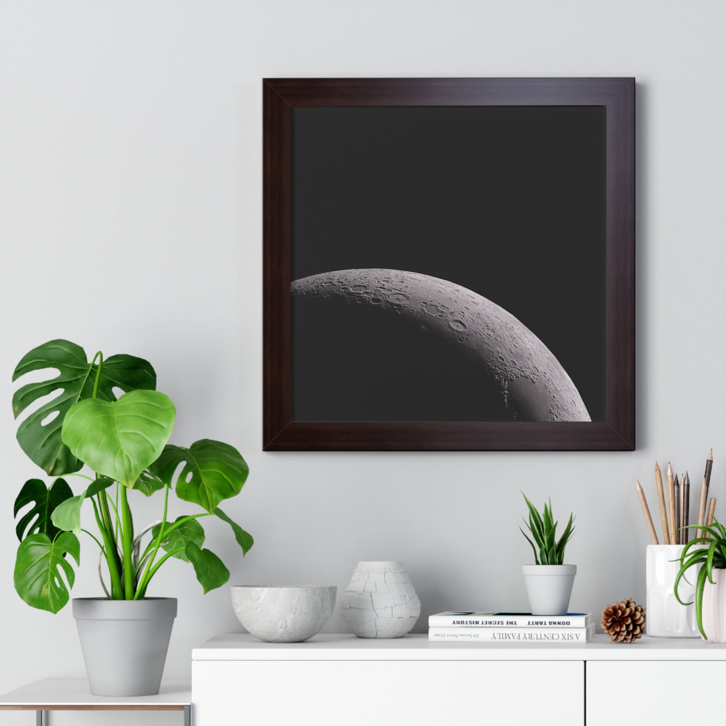 Framed Waxing Moon Vertical Poster