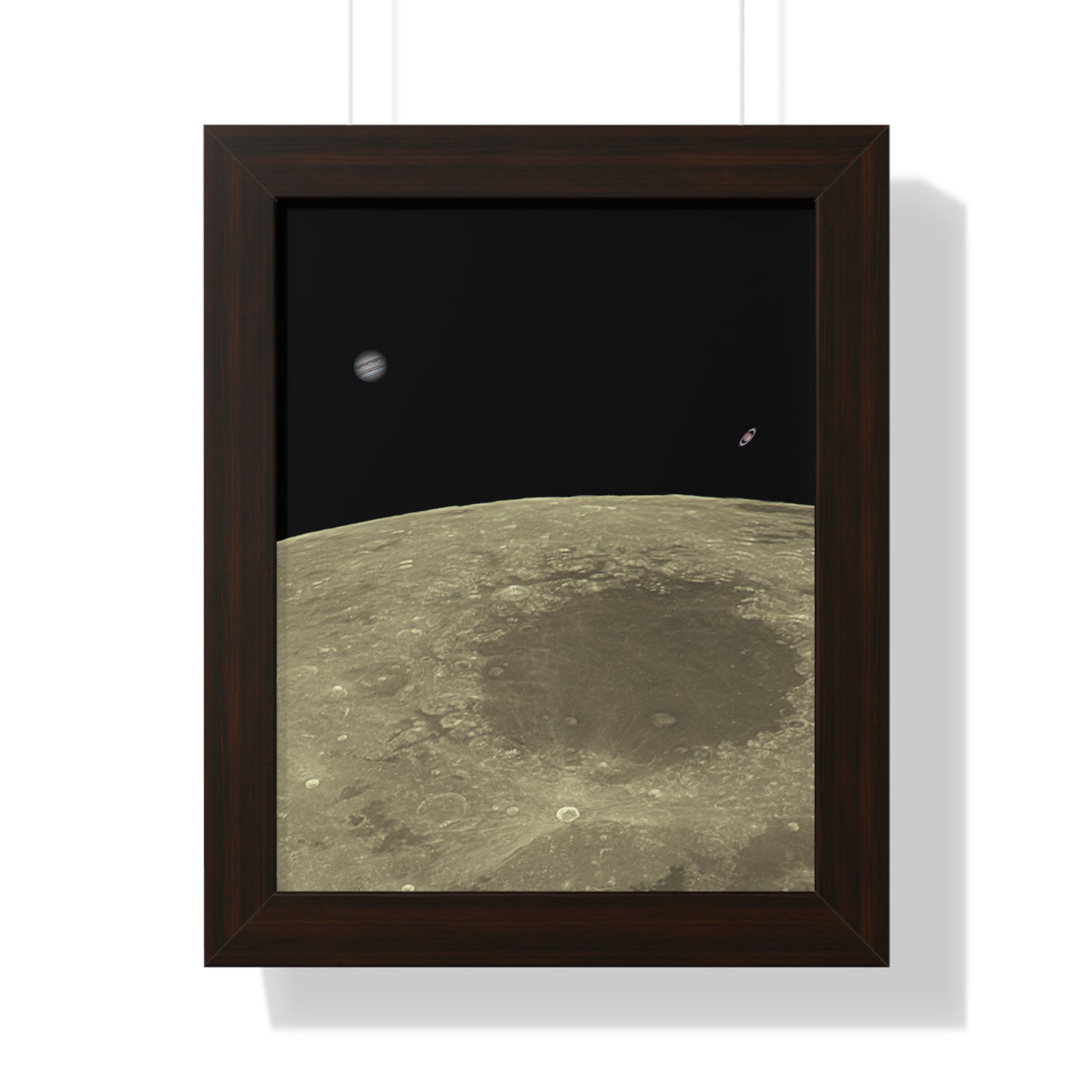 Framed Moon Close Up With Planets Vertical Poster