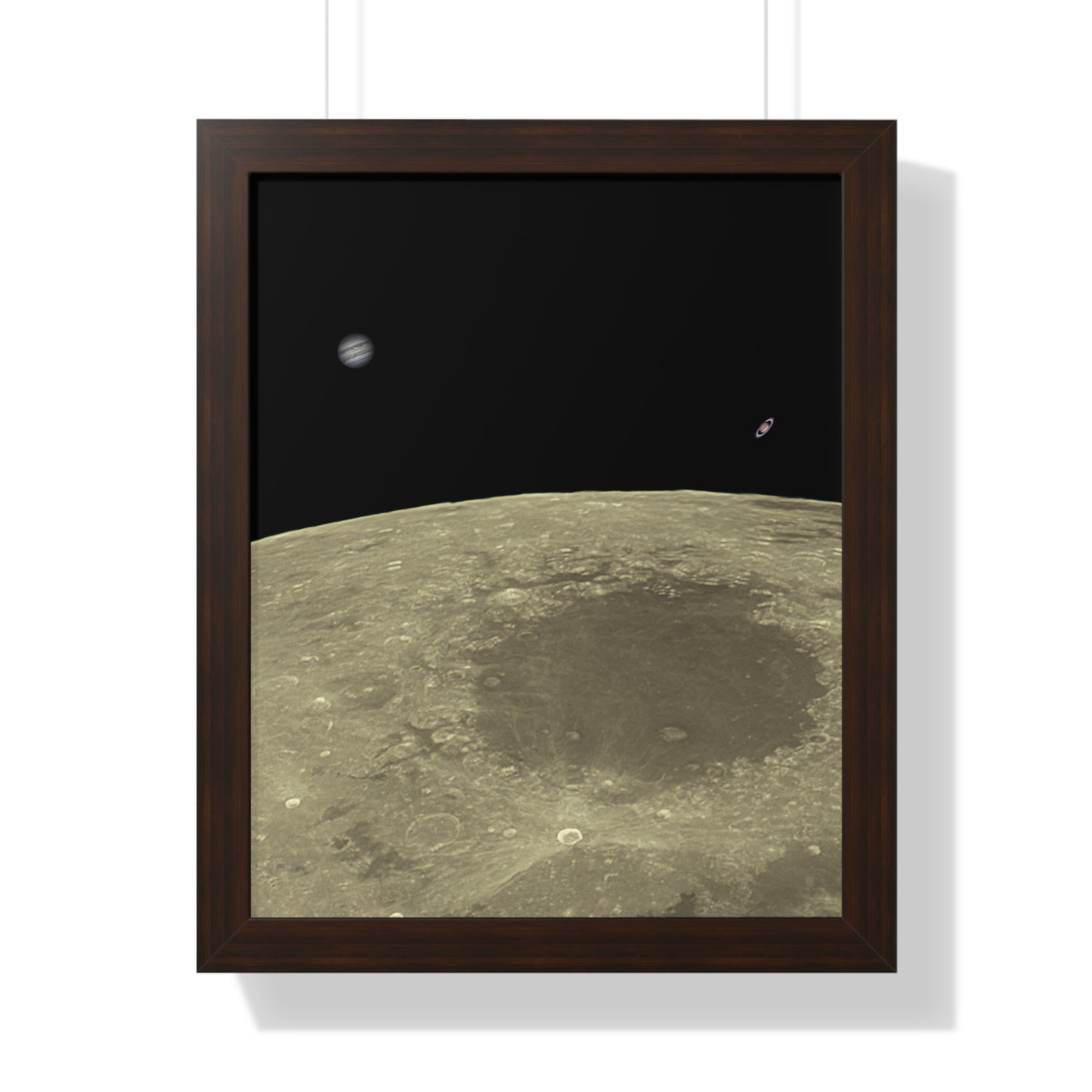 Framed Moon Close Up With Planets Vertical Poster