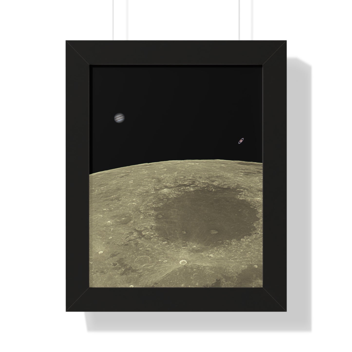 Framed Moon Close Up With Planets Vertical Poster