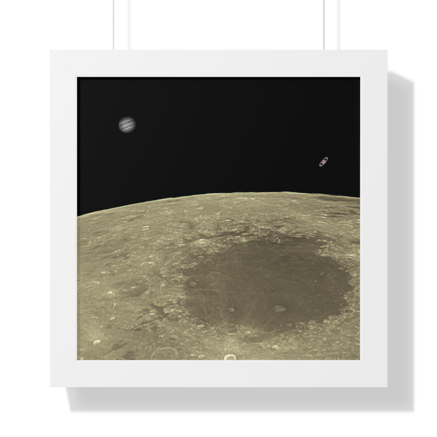 Framed Moon Close Up With Planets Vertical Poster