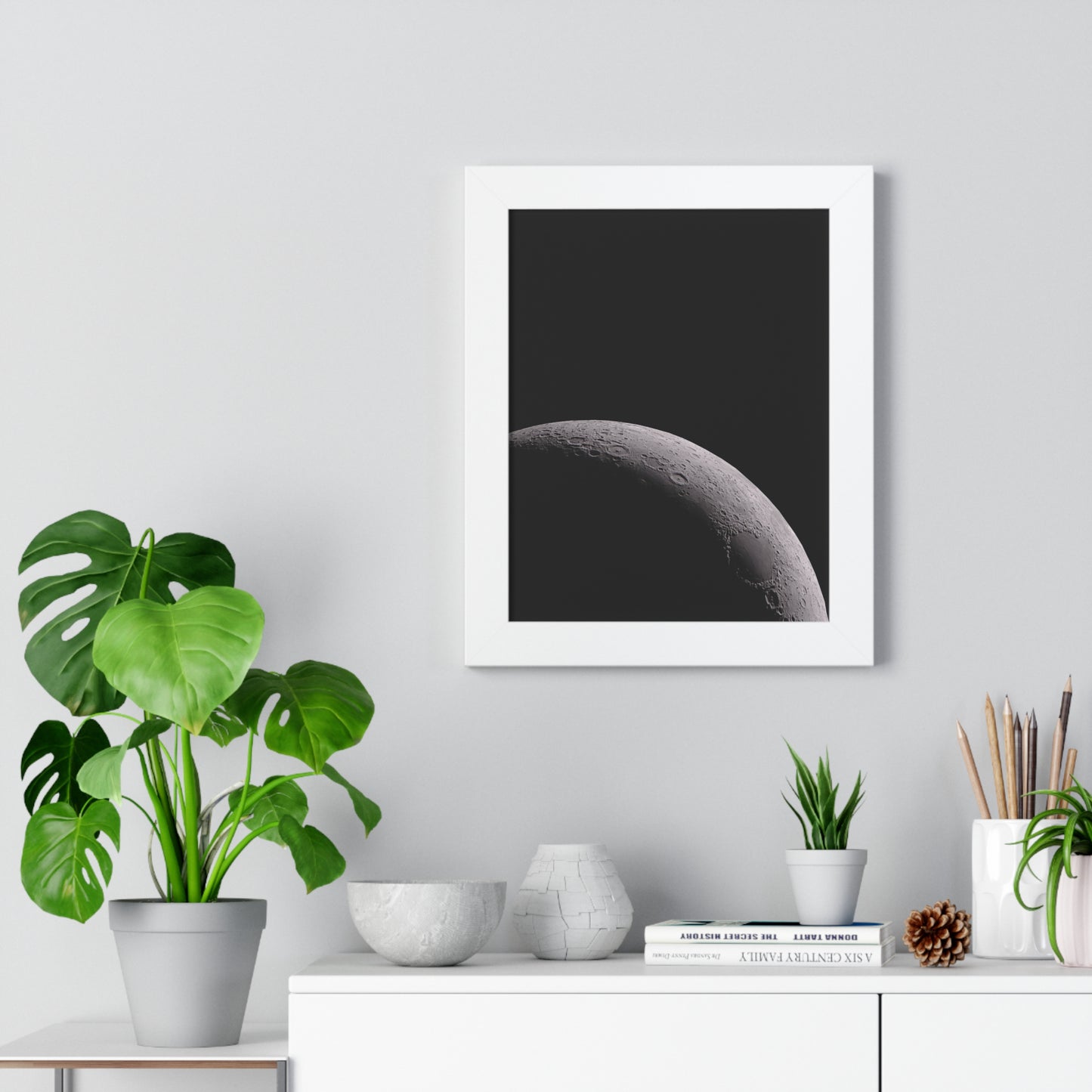 Framed Waxing Moon Vertical Poster